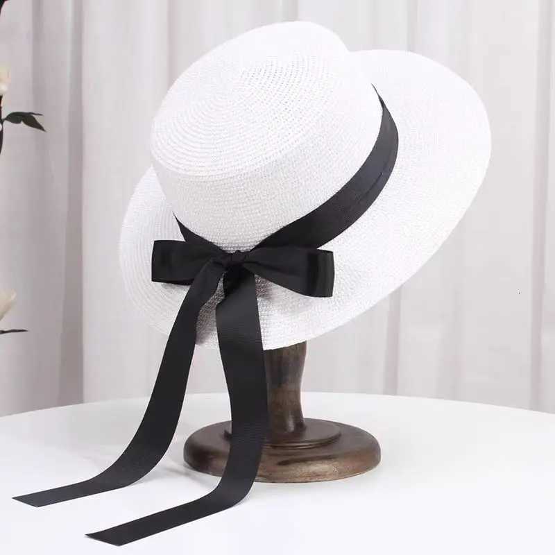 Spring Summer Classics Straw Hat Female Flat Top Bucket Hats Chapeu Sweet Bow Sombrero Mujer Fedora Sun Cap Panama Bob H260317 - view 4