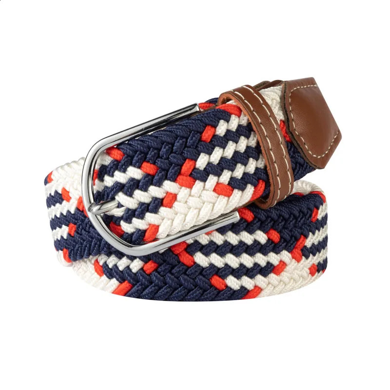 Blue Black Female Casual Knitted Pin Buckle Men Belt Woven Canvas Elastic Expandable Braided Stretch Belts Women Jeans 60colors 260316