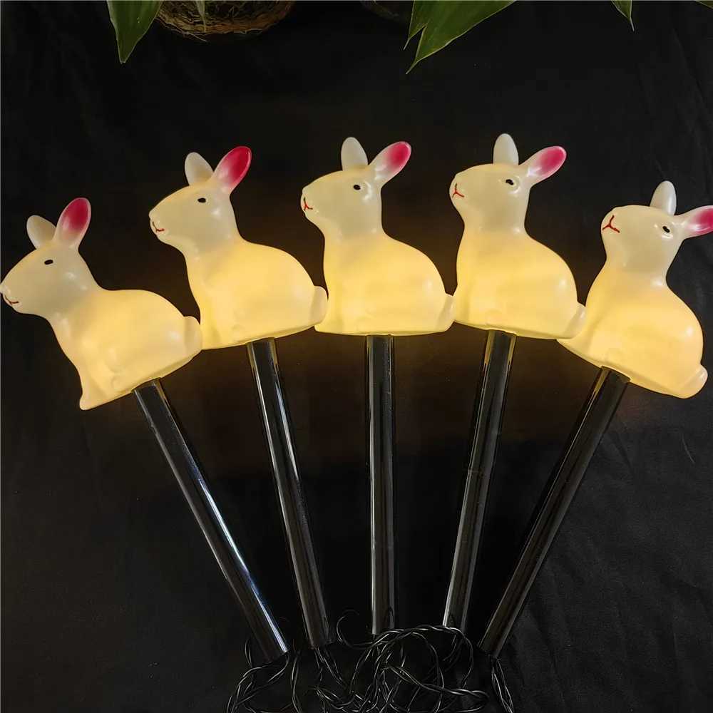 5-Pack Solar-Powered Rabbit Easter Bunny Lights Outdoor LED Lights Garden Decorations Pathway Lights Ground Plug Light Lawn H260316