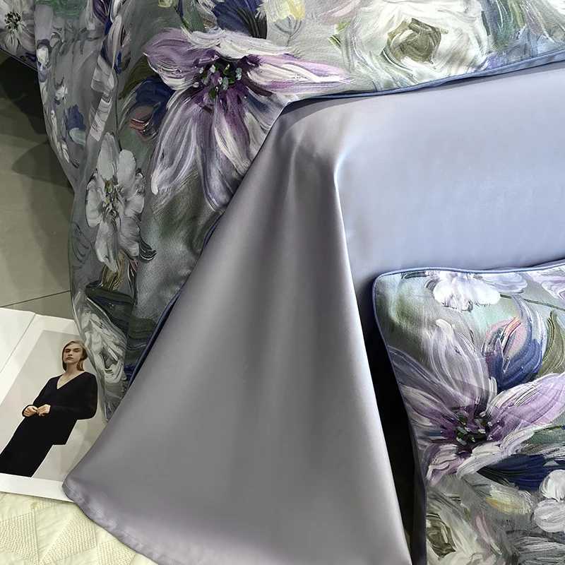 1000TC Egyptian Cotton Bedding Set Vintage Oil Painting Style Plant Flowers Pattern Soft Duvet Cover Bed Sheet Pillowcases D260317