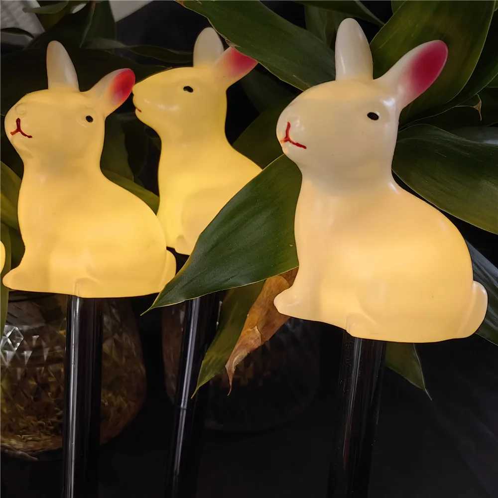 5-Pack Solar-Powered Rabbit Easter Bunny Lights Outdoor LED Lights Garden Decorations Pathway Lights Ground Plug Light Lawn H260316