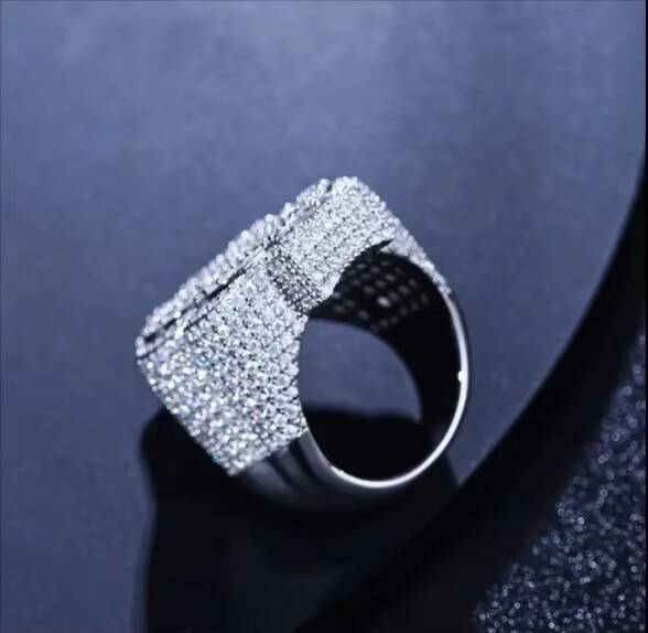 Most Selling Bling Ring Full CZ Gold Plated Hip Hop Jewelry Rapper Style for Weddings and Parties with IGI Certificate