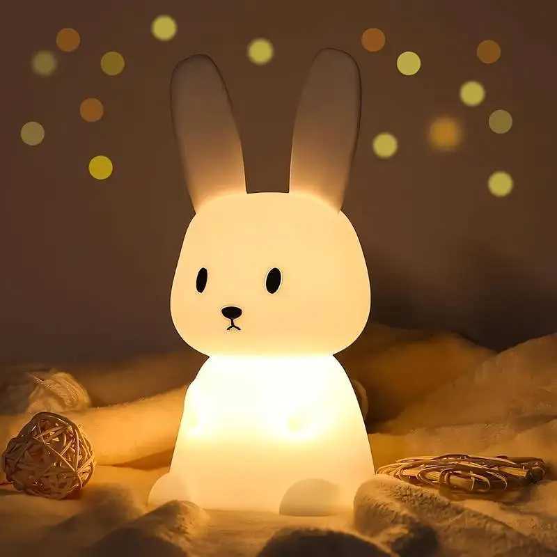 LED Night light Silicone Rabbit Touch Sensor lamp Cute Animal Light Bedroom Decor Gift for Kid Baby Child Table Lamp Home Decor H260316