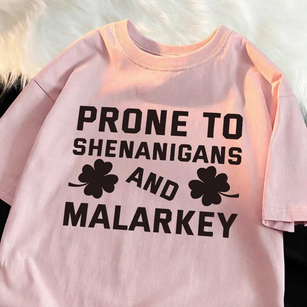 Prone To Shenanigans White Print Sport Basic T-Shirt Man Soft Oversize Short Sleeve Cotton Crewneck Tshirts Summer Loose Clothes M260317
