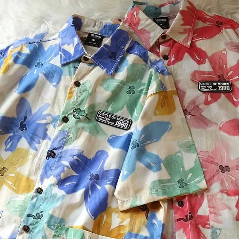 Mens Summer New Short sleeve Print Shirts Thin Beach Top Seaside Leisure Mens Essential Fashionable and comfortableClothes M260317