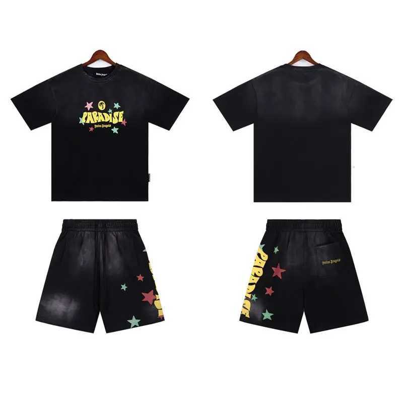 American Trendy Brand Fashion Large Size Mens Pure Cotton Letter Printing Short-sleeved T-shirt Summer Casual Shorts Set X260316