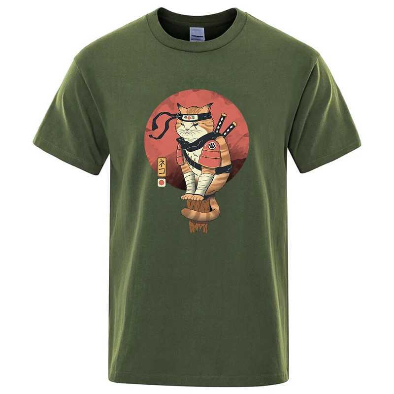 Mens High Quality T-shirt 100cotton Loose Short Sleeve Funny Knife Cat Print Loose Summer Men T-shirt Cool Tshirt Men Tees M260317