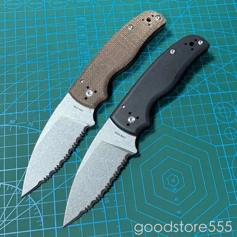 couteau Spy-C229GP Folding Knife 3.46 fixed blade knife S30V Stonewashed Serrated Blade, G10 pocket knife Handles - C229
