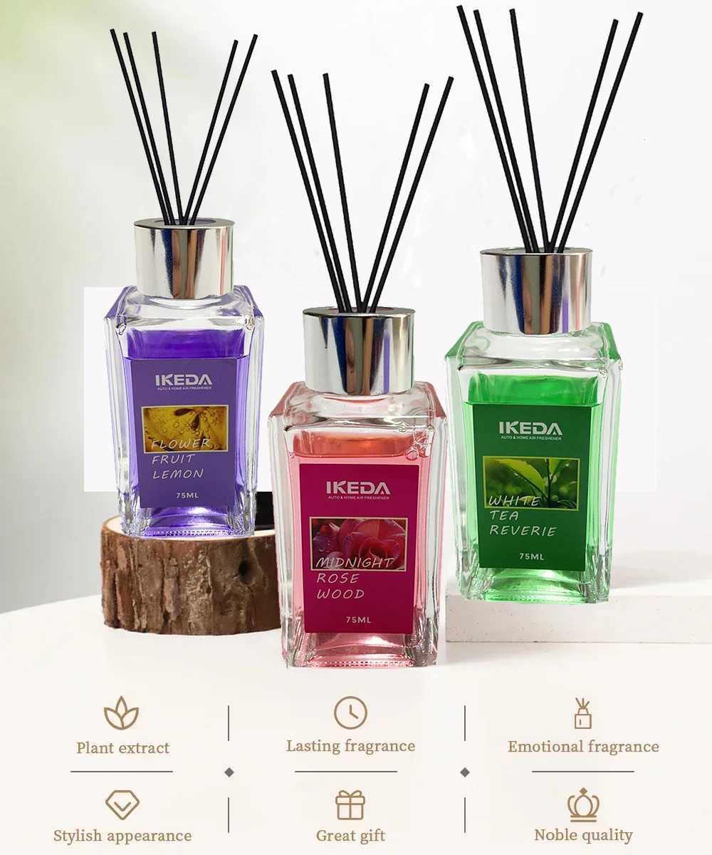 75ml Diffuser Sets Hotel Bathroom Rattan Sticks Aromatherapy Diffuser Air Freshener Plant Home Fragrance Refill Oil D260317