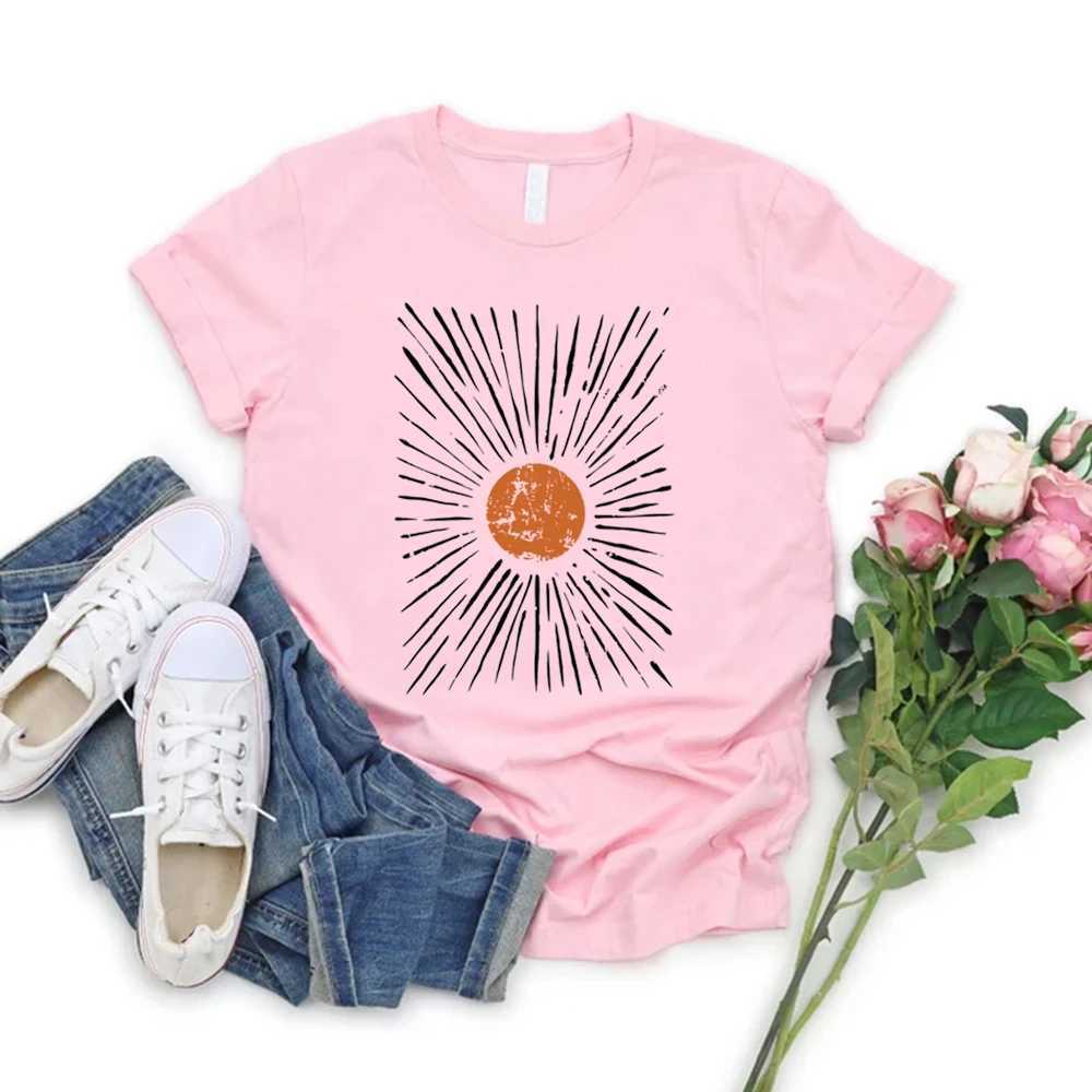 Sunburst Vintage T-Shirts Boho Shirt Sunshine Graphic Tee Men Women Short Sleeve Round Neck T-shirts Retro Aesthetic Clothes M260317