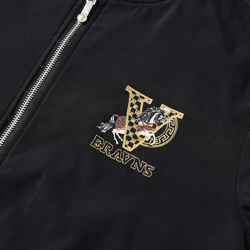 Embroidered Jacket For Men, New Trendy Heavy-Duty European Style Fashion Baseball Jacket, Men's Coat