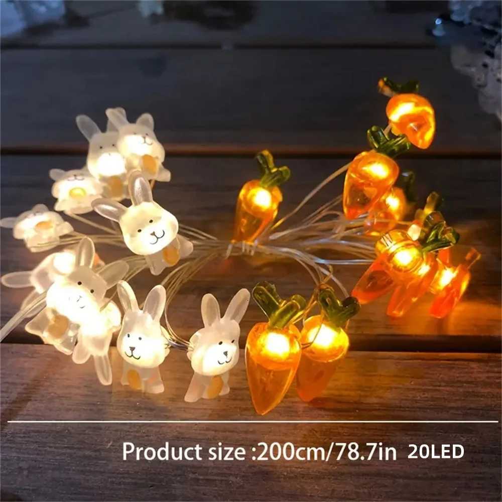 1PC 2M20LED Rabbit Radish Light String Battery Powered Excluding Battery Suitable for Tent Party Easter Decoration H2603161