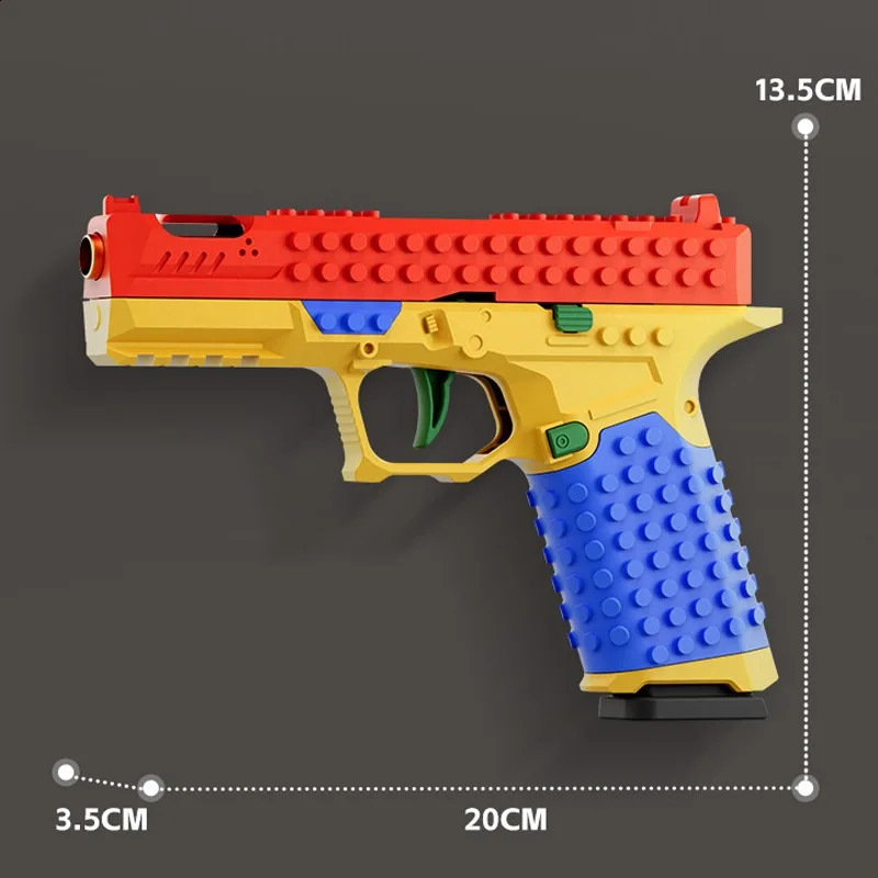 SIG17 Building Blocks Toy Gun Auto Firing Eject Shell Blowback Soft Bullet Pistol Outdoor War Game for Boys Adults Gift 260317