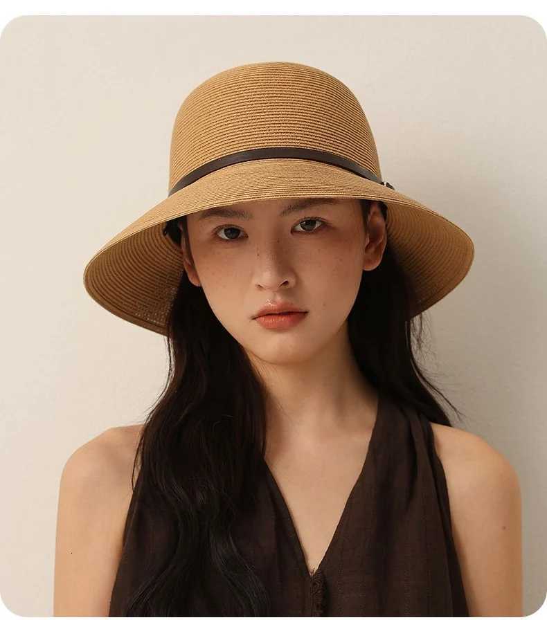 Woven Womens Summer Straw Hat with Wide Brim Sun Protection Sun Hat Versatile Fishermans Hat with Elegant Appeal H260317 - view 5