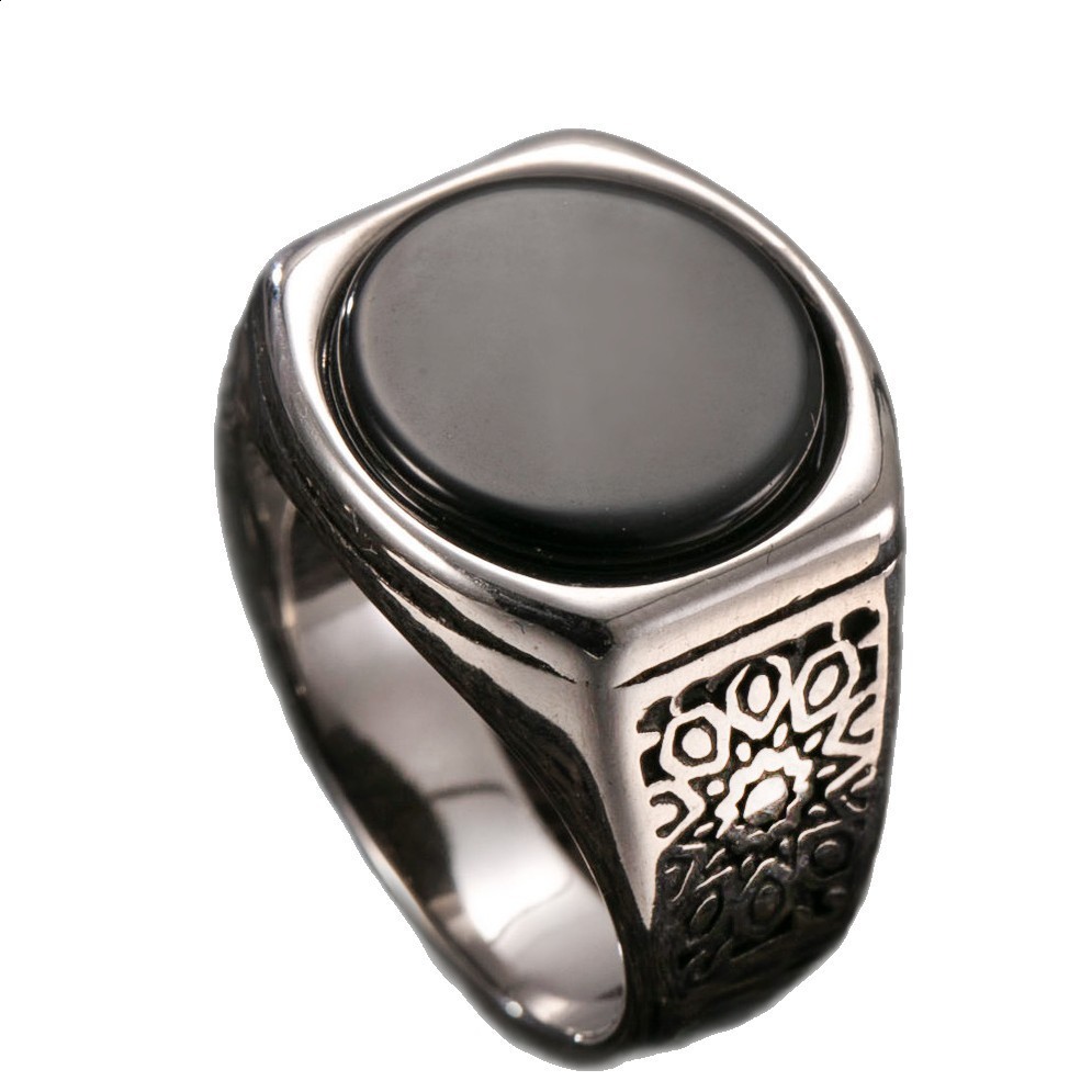 Vintage Ring Natural Black Onyx Ring Oval Round Stone Retro Fine Jewelry Gift Sun Shaped For Women Men 251022