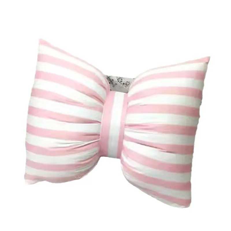 25X18CM Pink Stripe Bow Cushion Sofa Back Pillow Office Lumbar Pillow Photography Cushion D260317