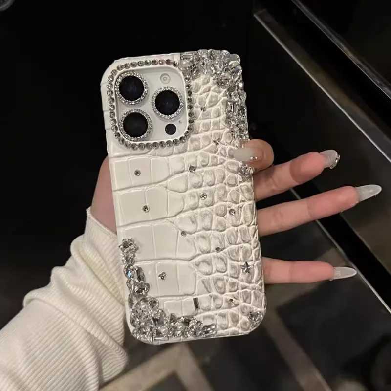 Luxury Glitter crocodile texture rhinestone For iphone 13 14 15 16 pro max 17 air case leather wan Anti-drop protective cover C260314