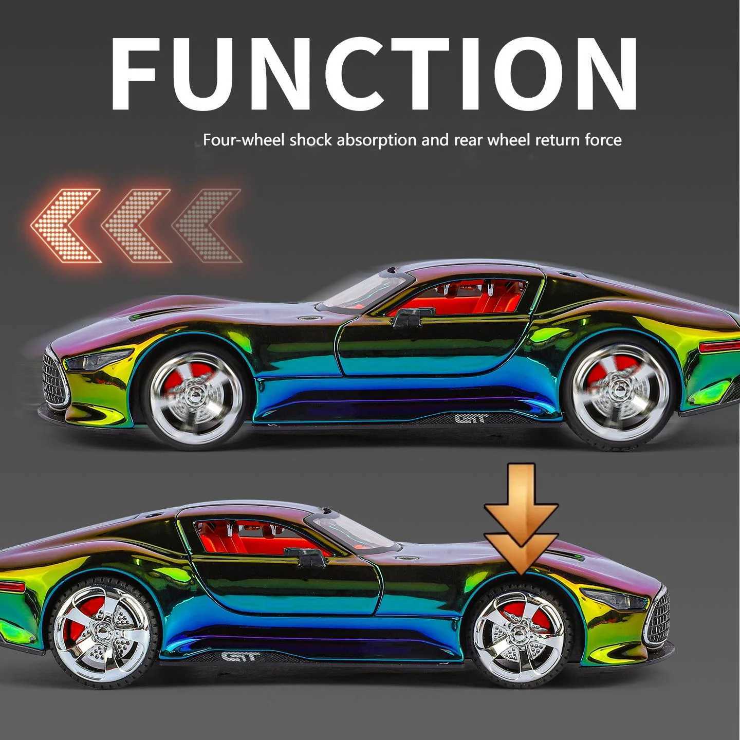 132 Benz VISION GT Super Concept Sport Car Alloy Diecast Model Car Sound And Light Pull Back Children Toy Car Birthday Gift Toy D260317