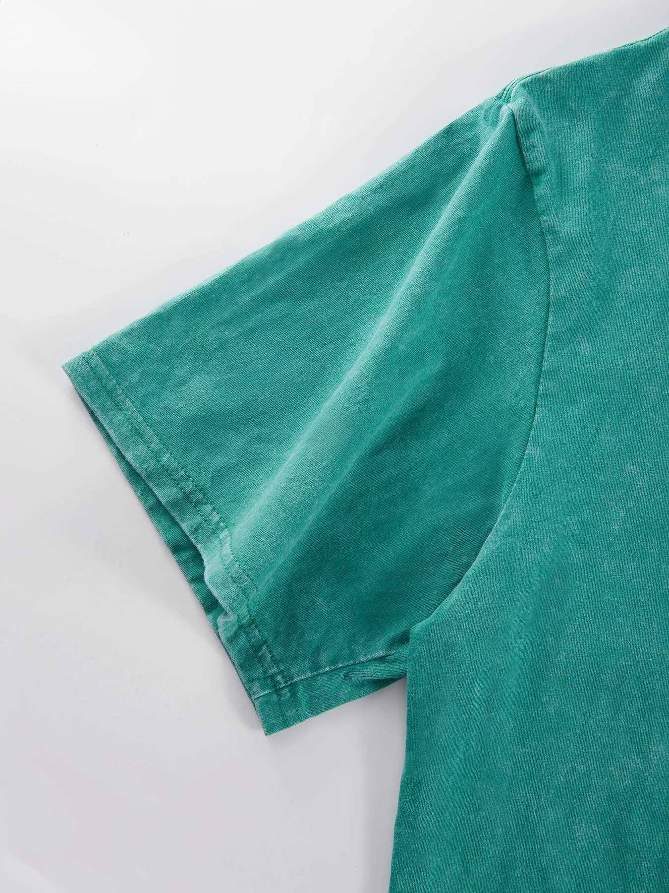 Happy Playing Children Pattern Retro T-Shirt Men Summer Soft Clothing Trendy Crewneck Washed Tops Oversize Cotton Streetwear M260317