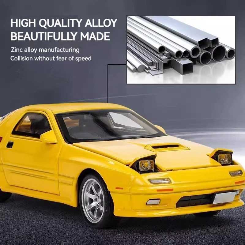 INITIAL D 132 Mazda RX7 RX-7 FC Miniatures Alloy Metal Diecast Car Model Toy Sound Light Vehicle Toys For Boy Children Gifts D260317