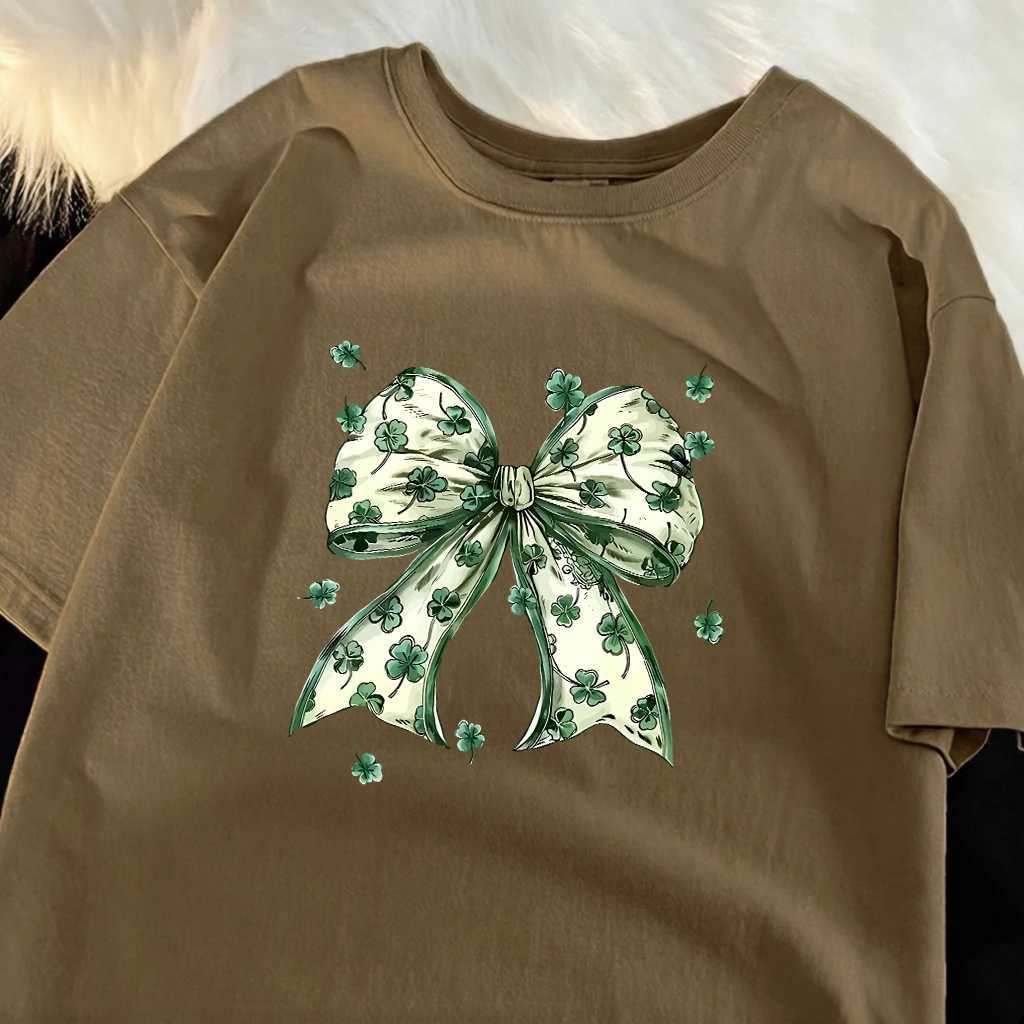 Clover Bow Pattern Sport Youthful Short Sleeve Man Summer All-Match Tee Shirts O-Neck Casual Tops Hip Hop Cotton Streetwear M260317