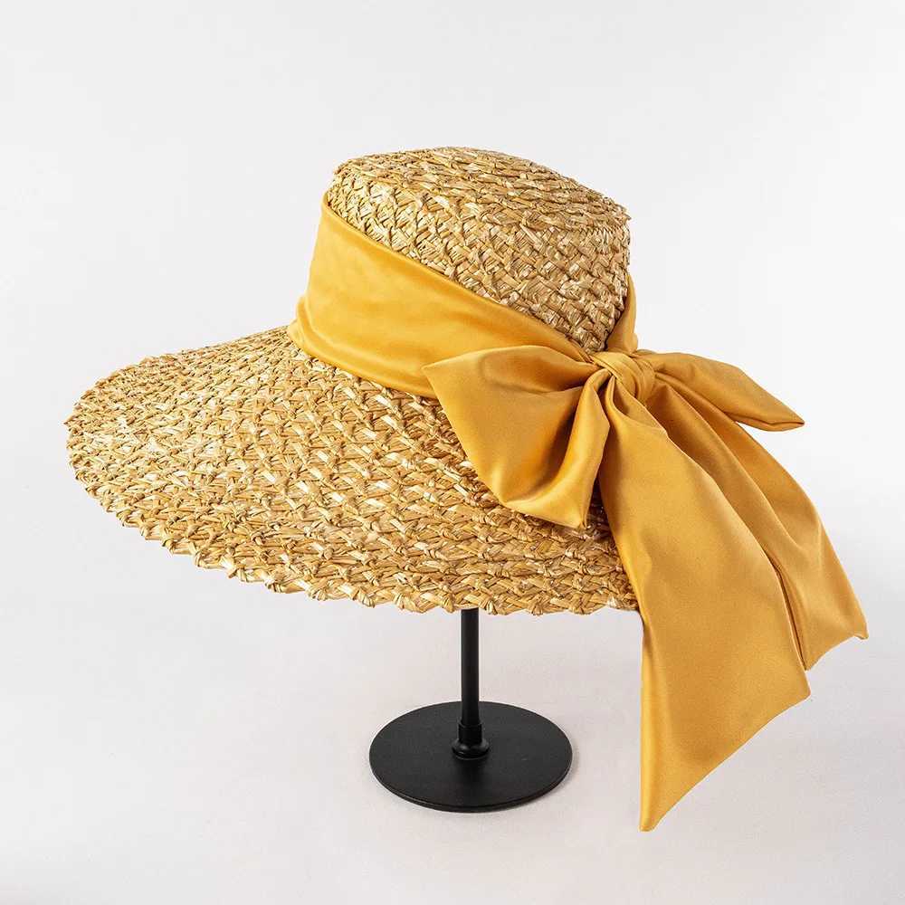Spring Summer Fashion Hand-woven Petal Straw Hat with Big Brim and Big Bow for Ladies Beach Outdoor Sun Hat H260317 - view 4
