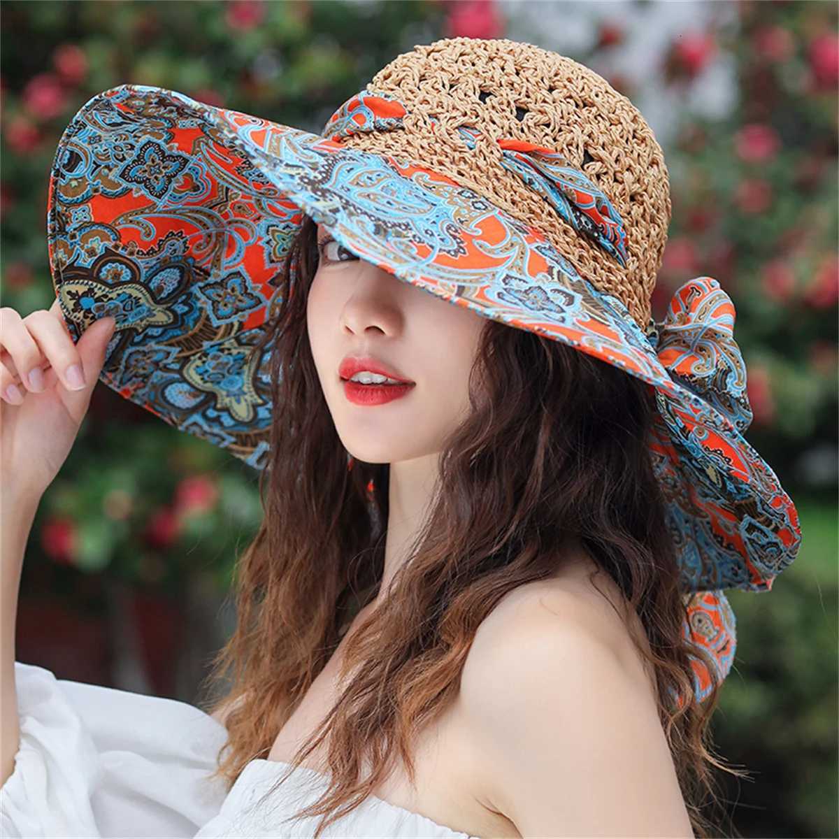 New style womens straw hat sun protection wide brim Korean style perfect for beach and seaside outings perfect for sun pro H260317 - view 3