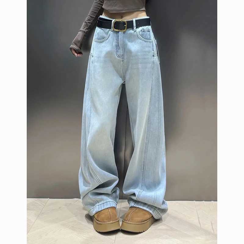 Women Korean Loose Fit Jeans s Classic Ins Fashion Denim Pants Lady Comfortable High Waist Straight Leg Trousers M260317