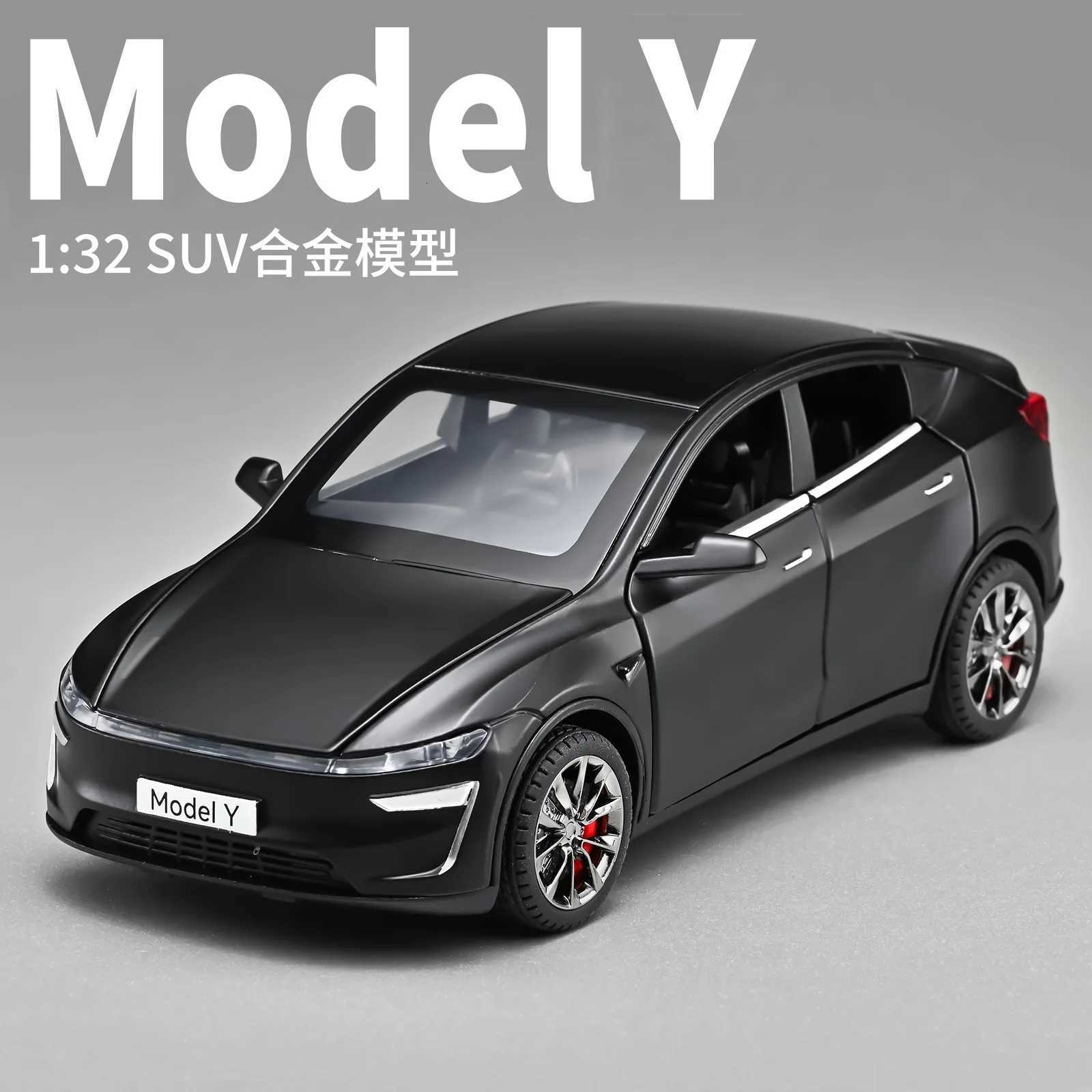 1 32 Tesla Model Y Alloy Car Model Sound and Light Effects Office Desktop Decompression Toy Collection Gift Y260316