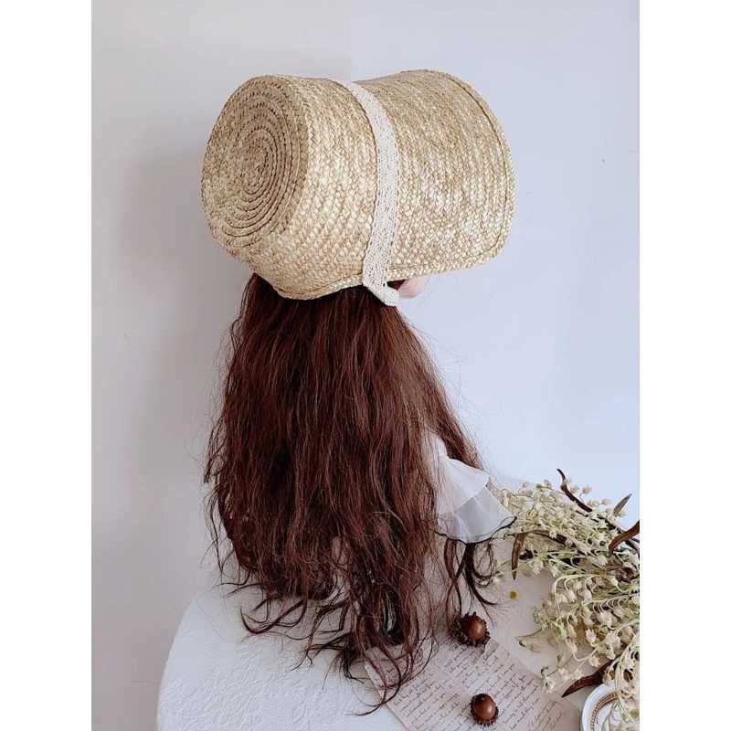 LolitaStyle Straw Hat for Women Girls French Tea Party Hat Lace Patchwork Bonnet Handwoven Sun Hat Summer Headgear H260317 - view 7