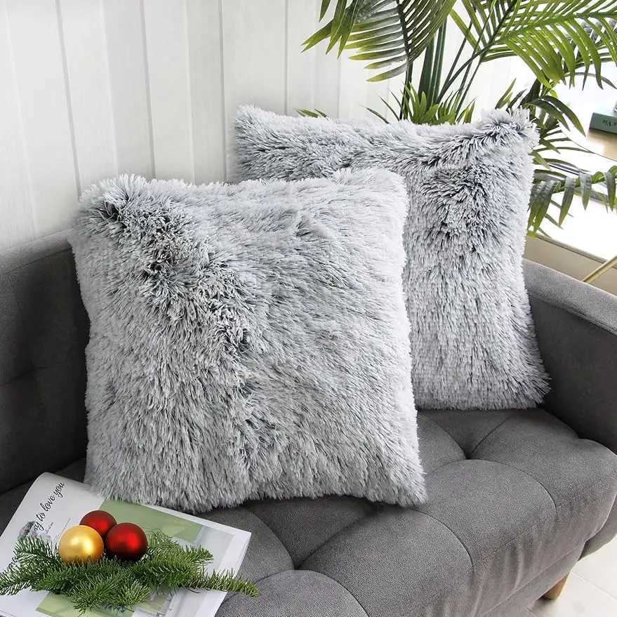 Luxury Faux Fur Throw Pillow Cover Super Soft Cushion Case for Sofa Bed Living Room Fluffy Cushion Cover 45x45 CM Home Decro D260317