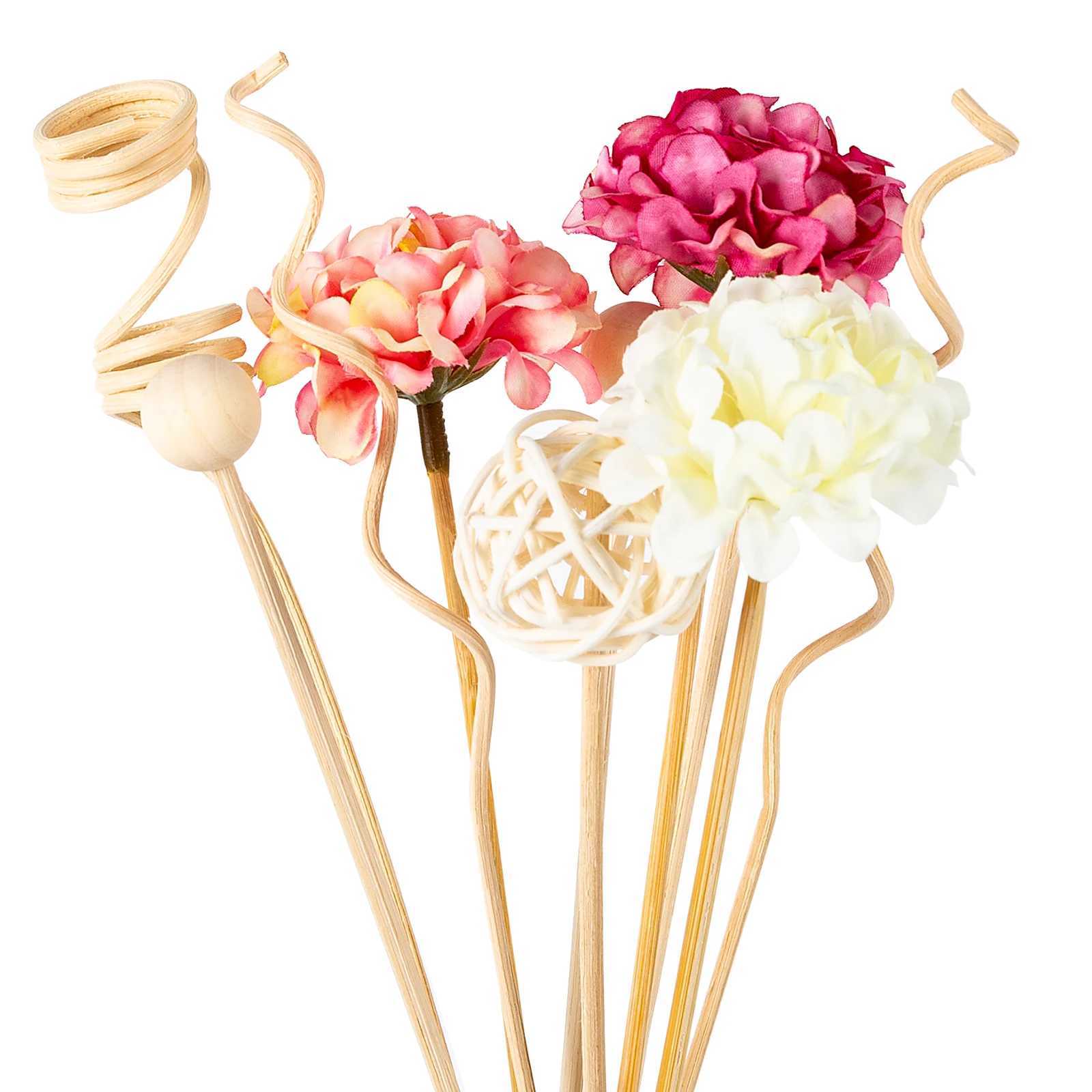 10PCS Pink Hydrangea Flower Rattan Sticks Fireless Fragrances Reed Diffuser Stick DIY Ornaments Home Decor D260317