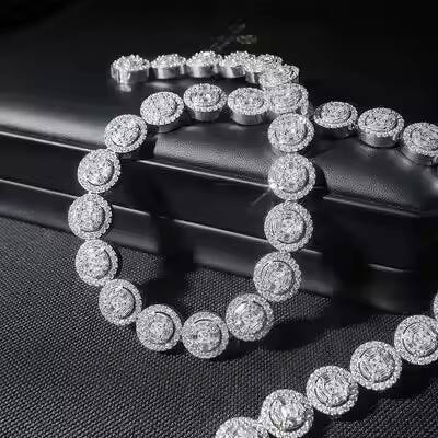 Iced Cuban White Gold Chain Hip Hop Fashion White Gold Cuban Diamond Necklace with IGI Certificate Rose Gold Jewelry