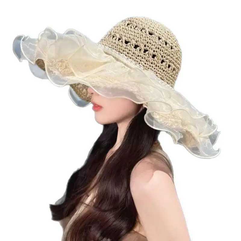 Summer Straw Hat Foldable Sun Hat Wide Large Brim Beach Hats Fashion Holiday Straw Hat Beach UV Protection Cap H260317 - view 6