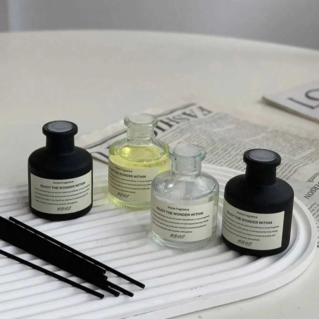 50ml Aromatherapy Essential Oil Flameless Freesia Jasmine Fragrance Oil with Reed Diffuser Stick Home Room Air Freshener Decor D260317