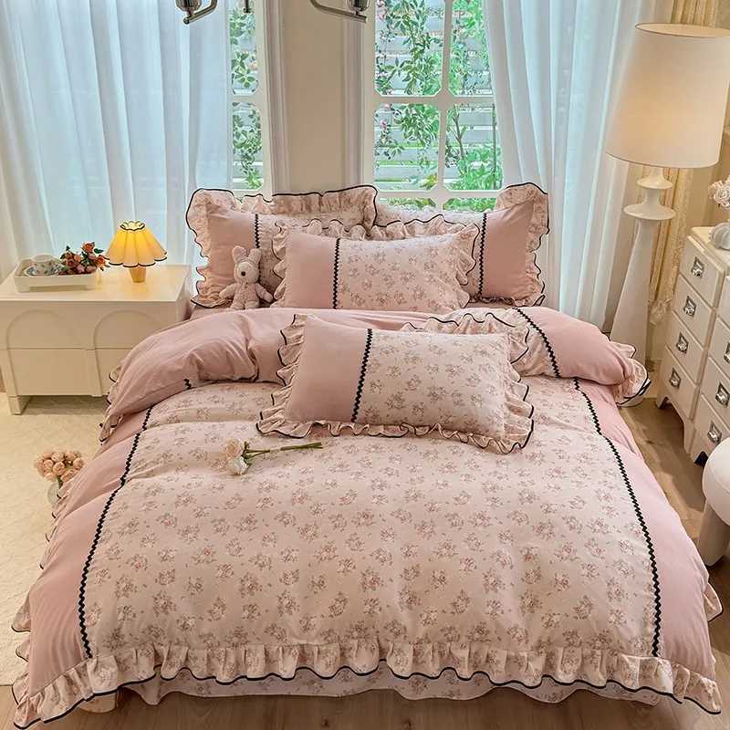Small fresh pastoral style bedding four-piece set spring lace quilt cover bed sheet three-piece set girls dormitory D260317