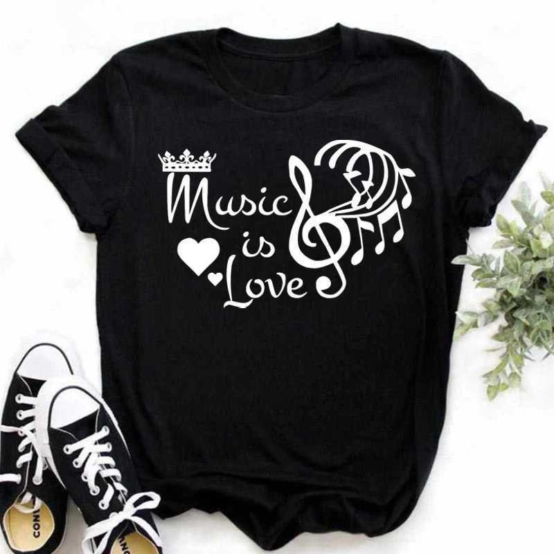 New Harajuku Funny Music Note Art T Shirt Fashion Women T Shirt Music Tops Short Sleeves Black T-shirt Ladies Casual Tees Top M260317