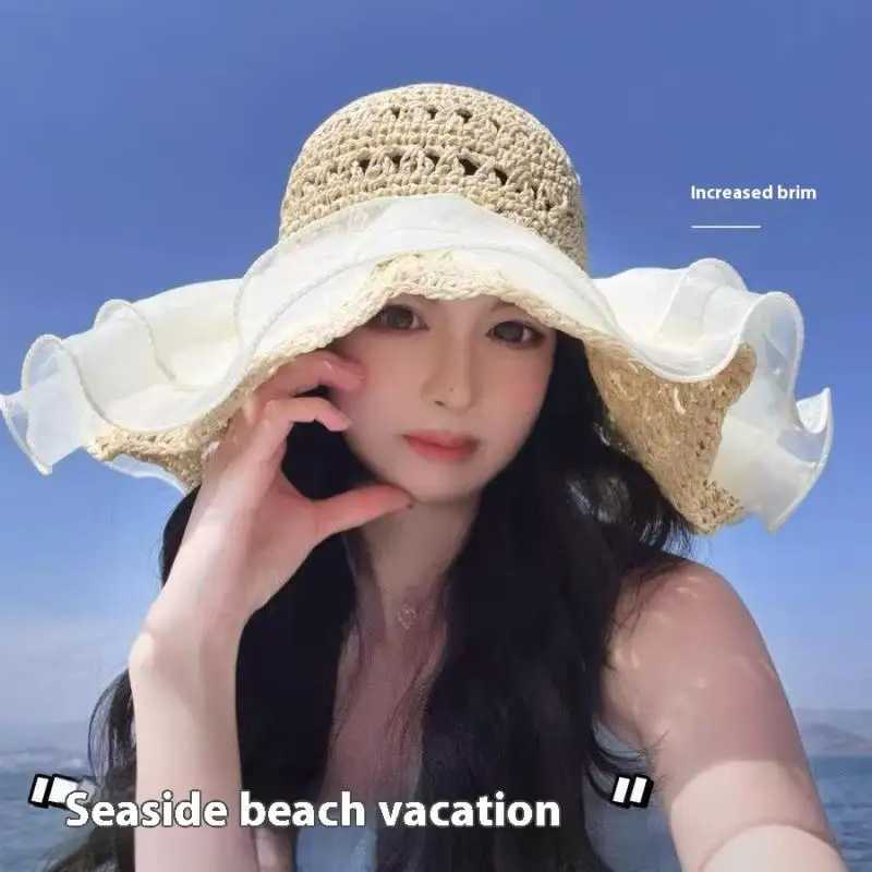 Summer Straw Hat Foldable Sun Hat Wide Large Brim Beach Hats Fashion Holiday Straw Hat Beach UV Protection Cap H260317 - view 5