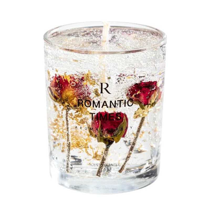 Real Flower Jelly Wax Scented Candle Bedroom Essential Oil Scented DIY Crystal Cup Wax with Hand Gift Fragrance D260318