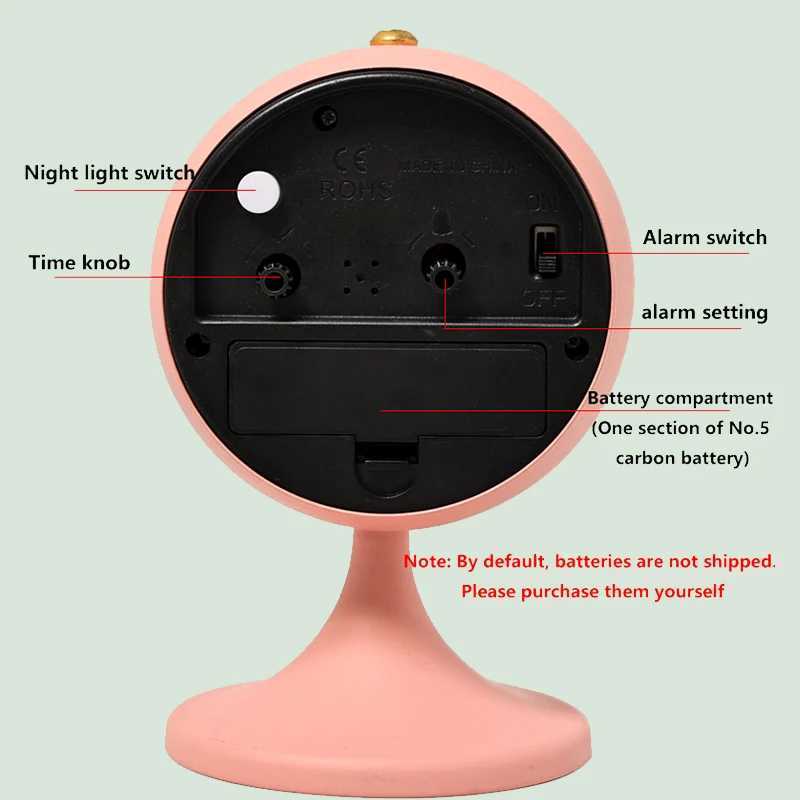 1pc Simple Decorative Metal Frosting Process Alarm Clock Desktop Bedside Clock Light Luxury Luminous Pointer Clock Without Batt D260318