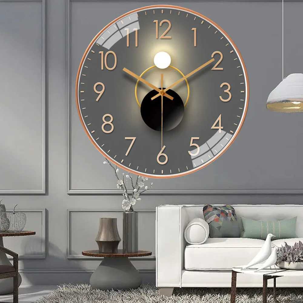 Nordic Style Wall Clock Silent Non-Ticking Battery Operated Wall-mounted Clock Living Room Bedroom Wall Decoratio study D260318