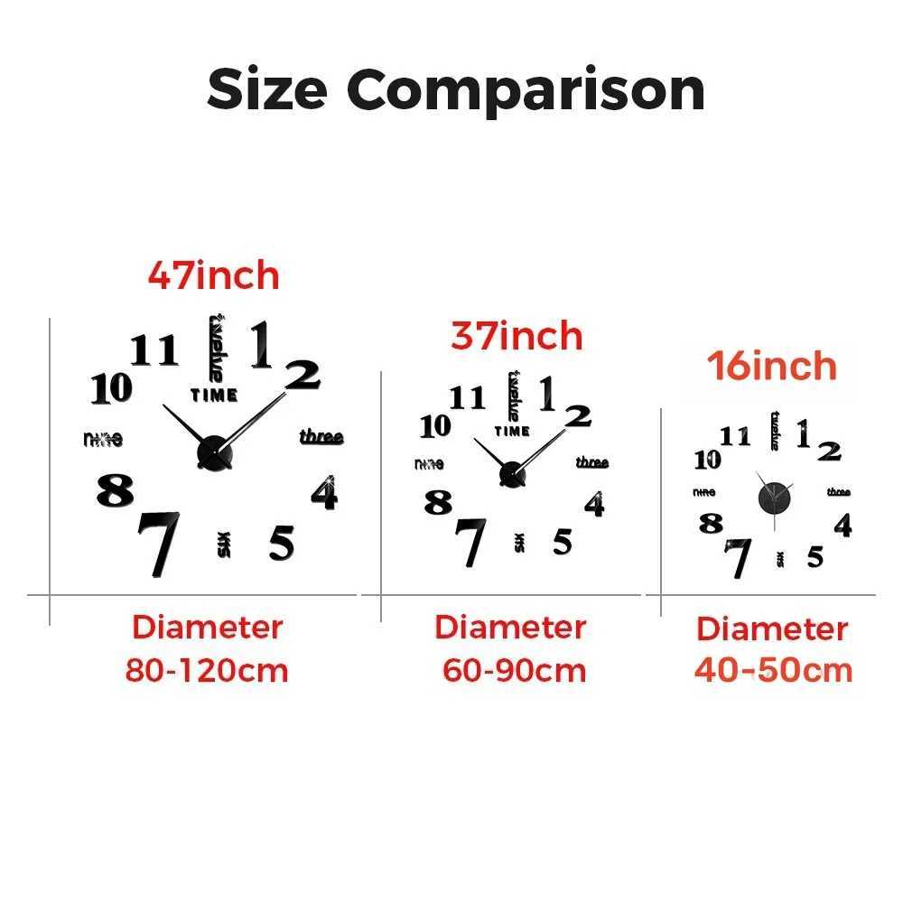 3D Wall Clock Luminous Frameless Wall Clocks DIY Digital Clock Wall Stickers Silent Clock for Home Living Room Office Wall Decor D260318