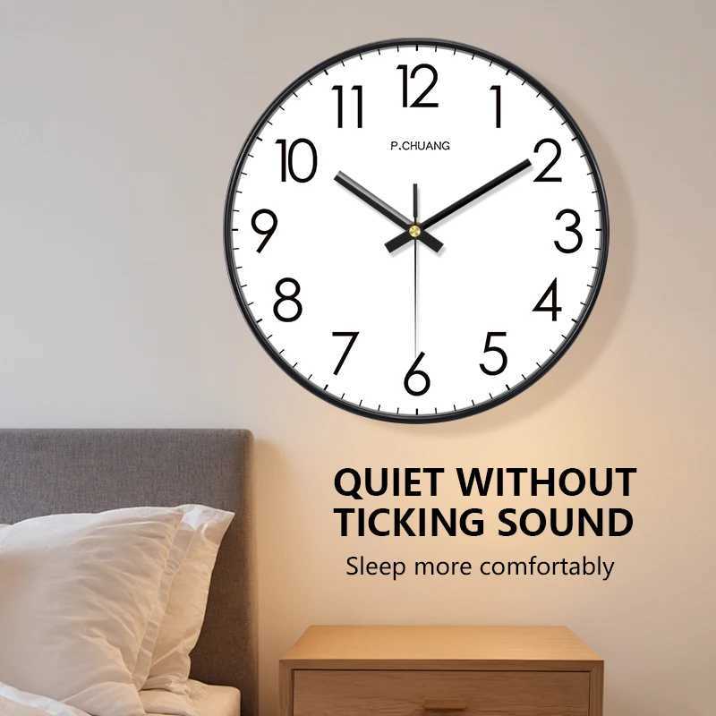 Simple Quartz Wall Clock With Large Numbers Easy To Read Clock Modern Silent Non Ticking Wall Mounted Home Decoration D260318