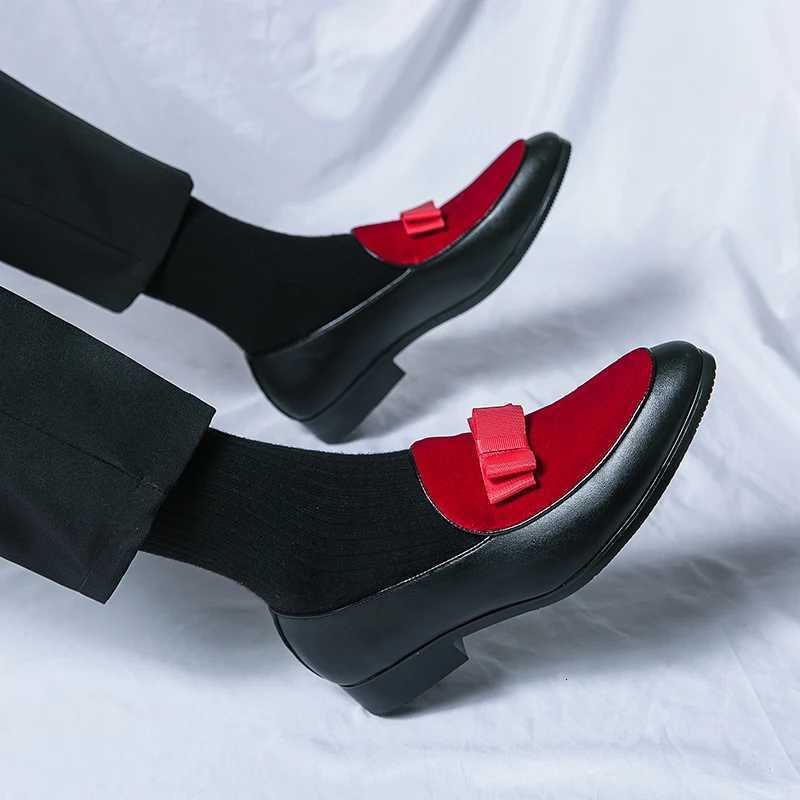 Fashion Wedding Shoes For Men Dress Casual Business Leather Shoes Male Classic Formal Bow Office Social Party Shoes Man LoafersZ260317