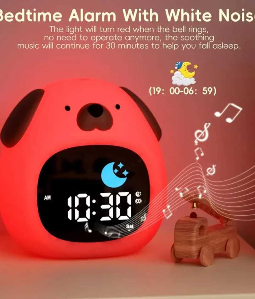 Alarm Clock for Kids Puppy-Shape Toddler Sleep Training Clock Cute Touch Night Light for Children Bedroom D260318