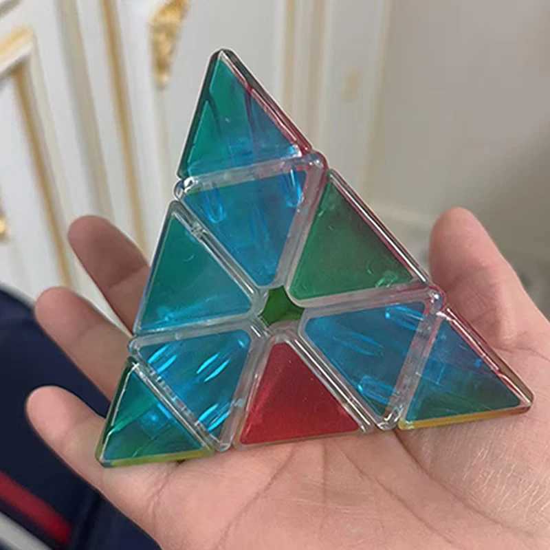 Transparent Pyramid Stickerless Speed Cube 3x3x3 Triangle Brain Teaser IQ Test toys Educational Mind Challenge Cubo Mgico H260314