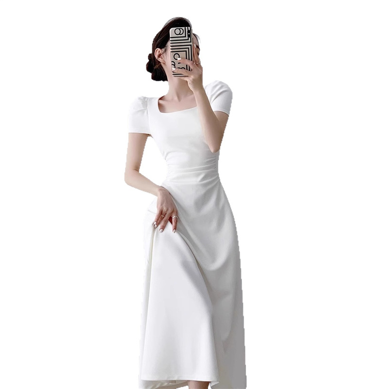 X33821 Southeast Asian Graduation Season French White Dress for Petite Women