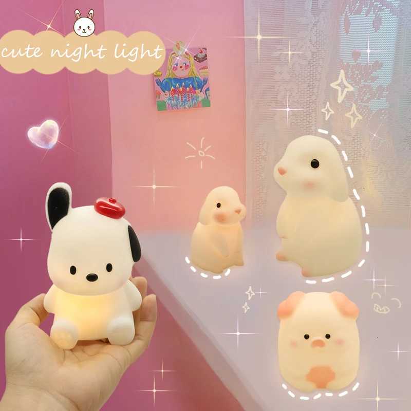 Silica Gel Night Light Bedroom Decor Lights Button Battery Powered Moonlight Cartoon Animal Lamps Children Gift Decorative Lamp H260318