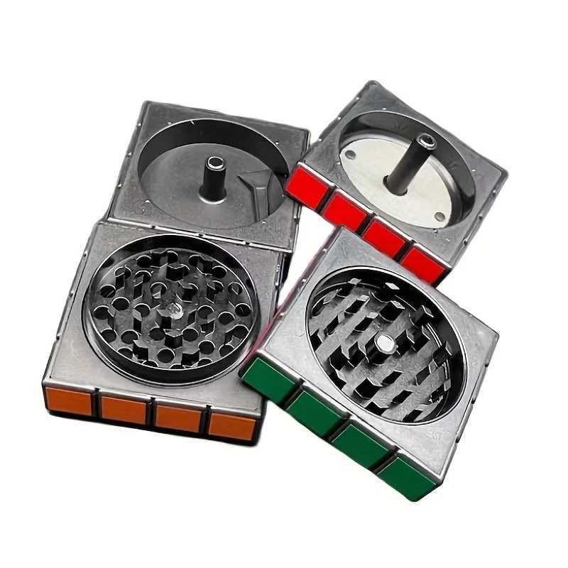 Creative shape can be rotated and split square shell plastic zinc alloy grinder portable and easy to clean smoking accessorie H260314