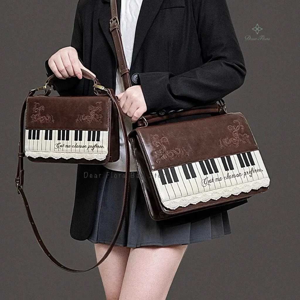 New Y2k Vintage Piano Shoulder Bag Womens Brown Crossbody Bag Girls Transparent Ita Bag Personalized Backpack Aesthetic HandbagsZ260317